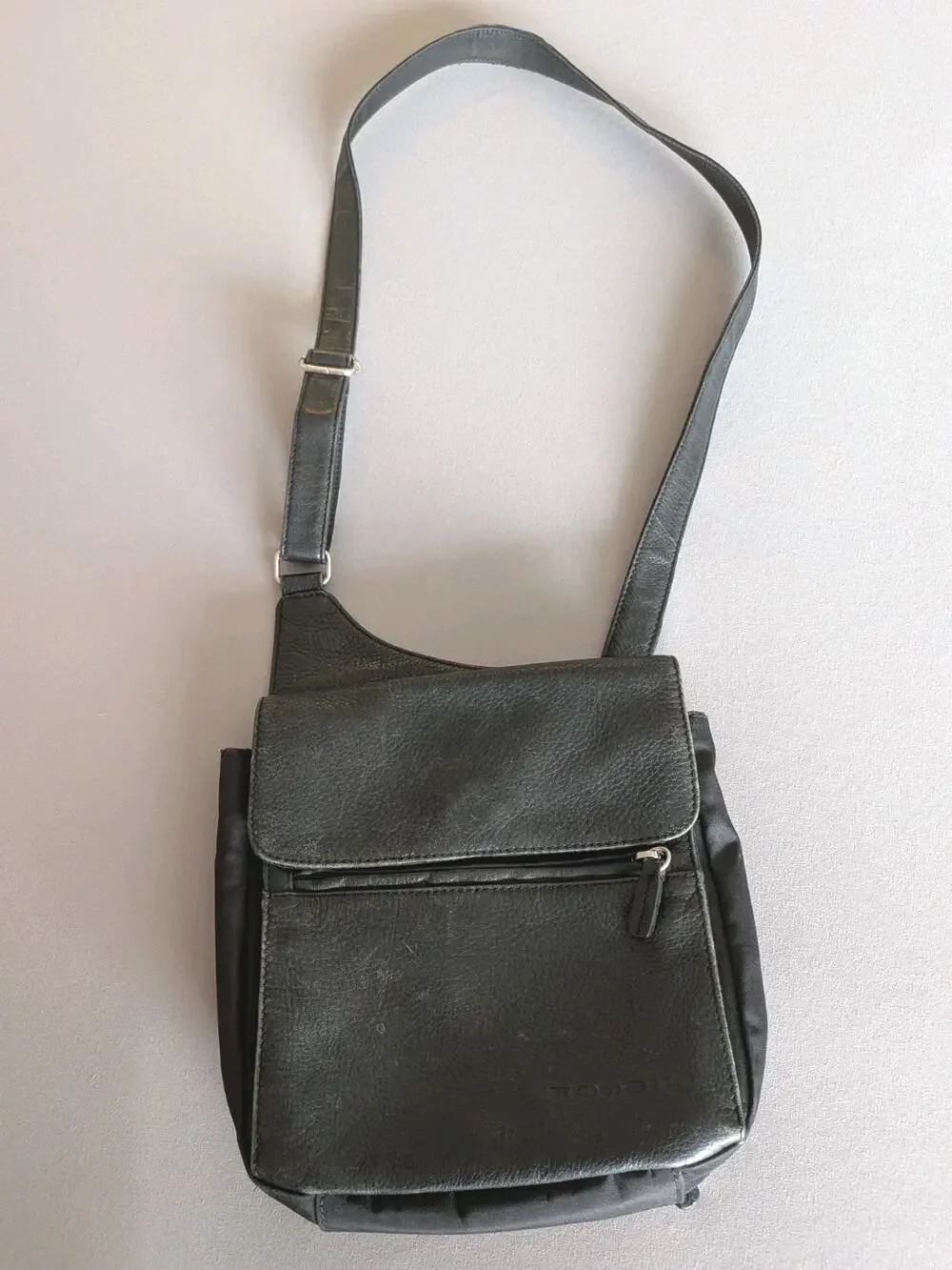 Fossil Black Leather Organizer Crossbody Bag Wallet Purse
